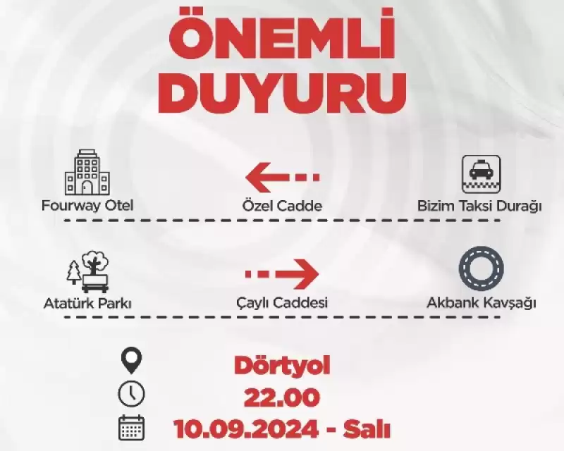 DÖRTYOL’DA 2 CADDENİN TRAFİK AKIŞ YÖNÜ DEĞİŞTİ